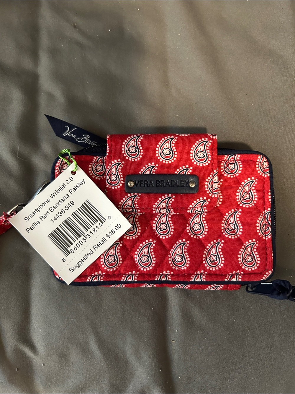 Vera Bradley Red Bandana Paisley Quilted Wristlet